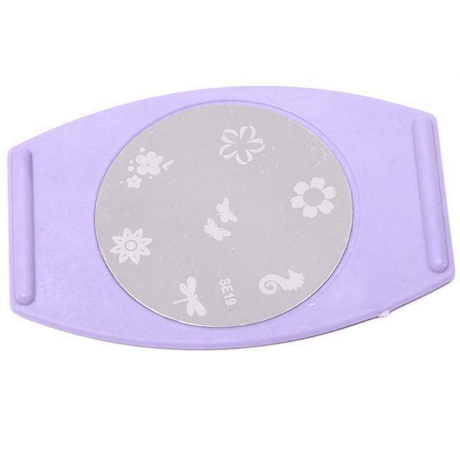 Nail Art Stamp Stencil Stamper + 8pcs Nail Art Sponge Stamping Template Set