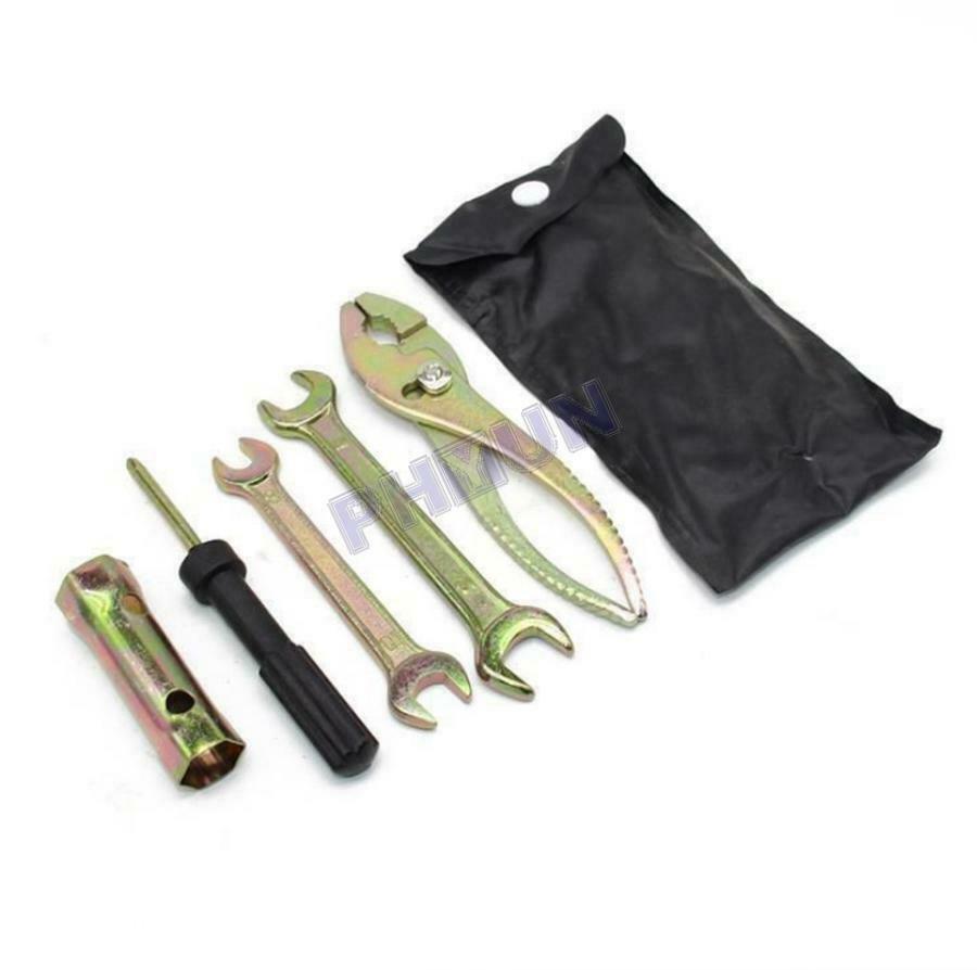 Universal Motorcycle Spark Plug Spanner Wrench Socket Tool Kit w/ Storage Pocket