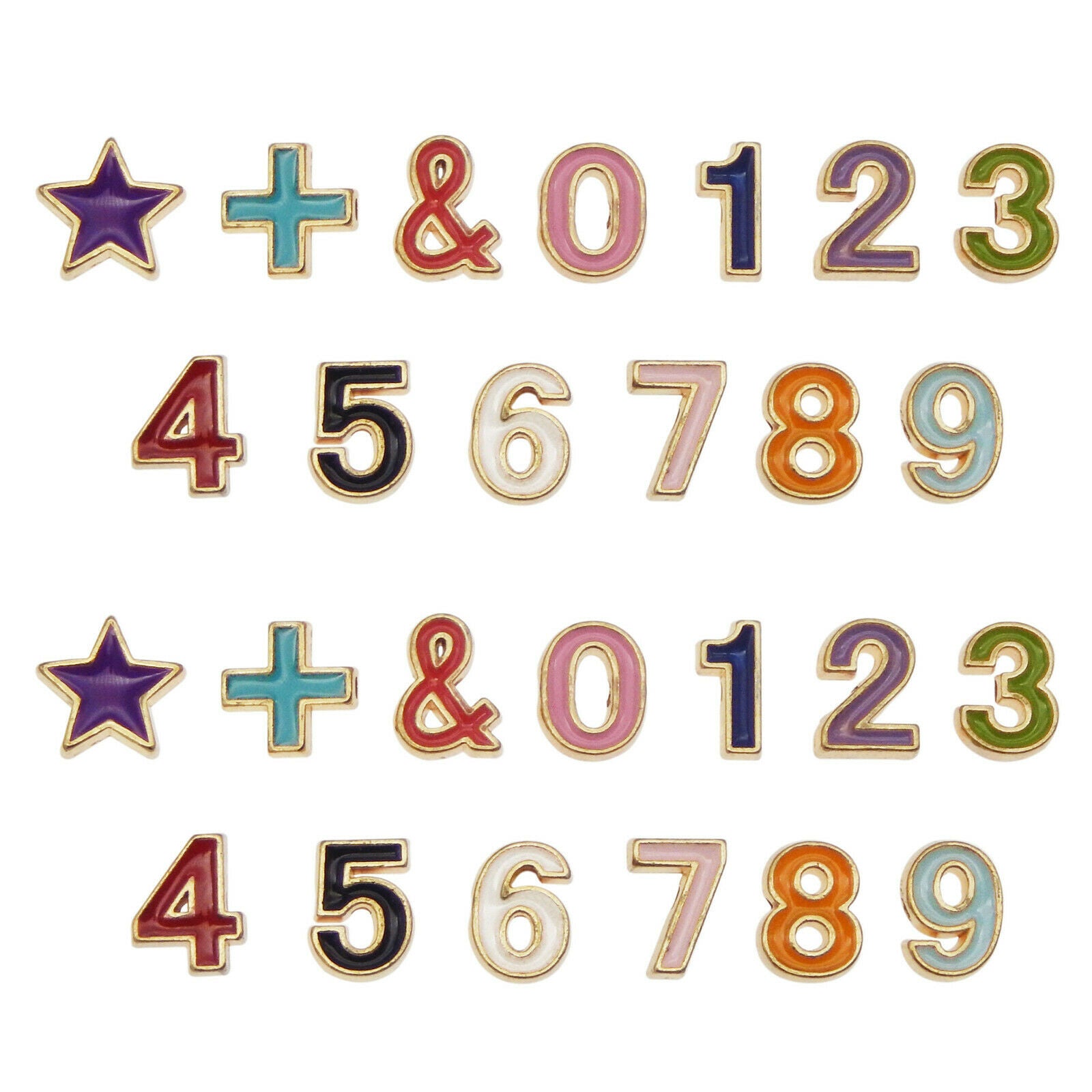 13pc Colorful Enamel 0-9 Arabic Numbers Symbol Spacer Beads Jewelry Making Craft