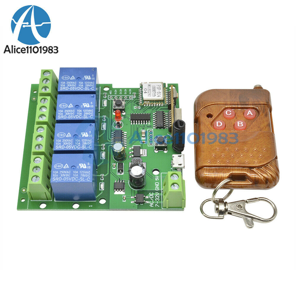 DC5V-32V 4 Channel  Wireless Wifi Relay Switch +433MHz Remote Control Smart Home