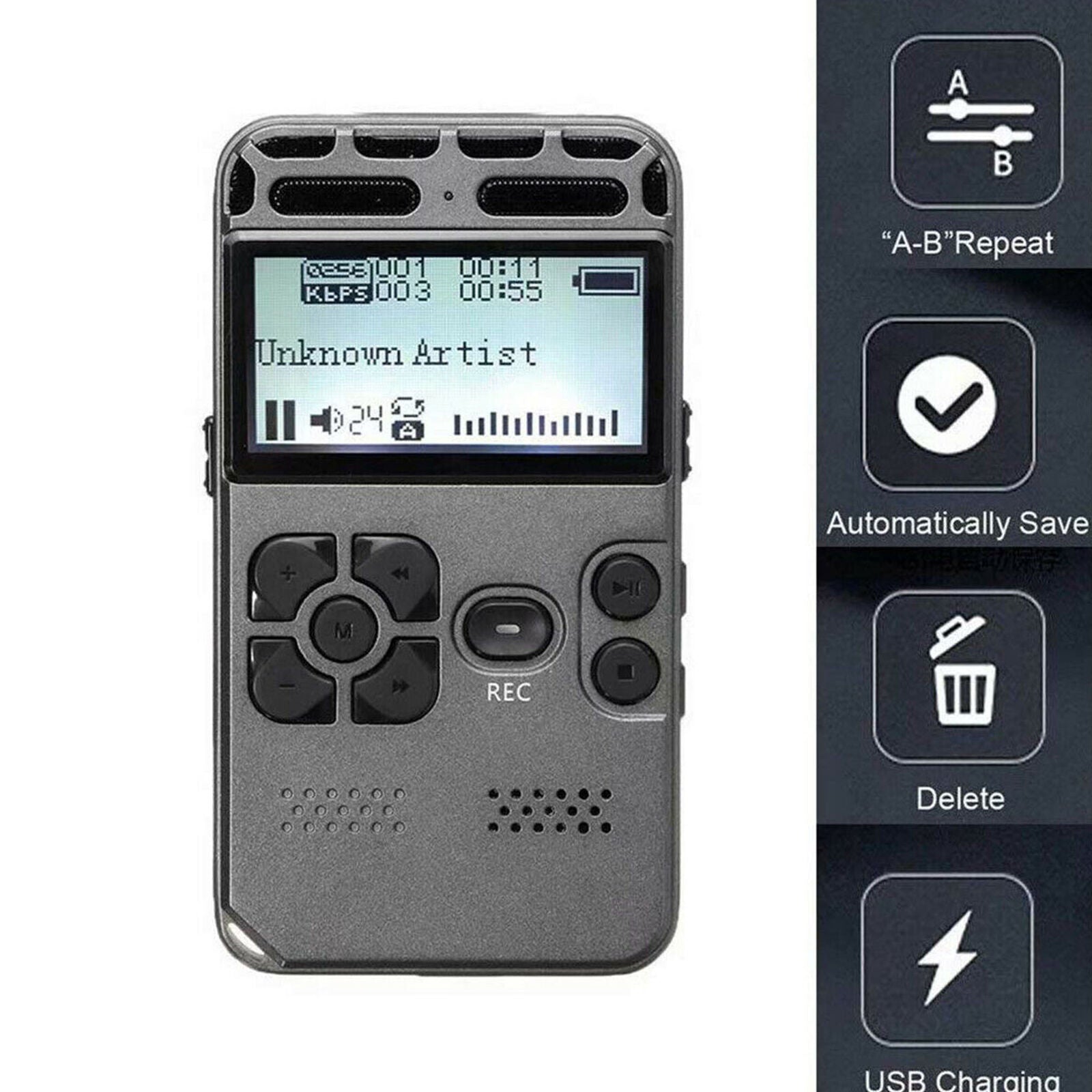 Rechargeable LCD Digital Audio Sound Voice Recorder Dictaphone MP3 Player