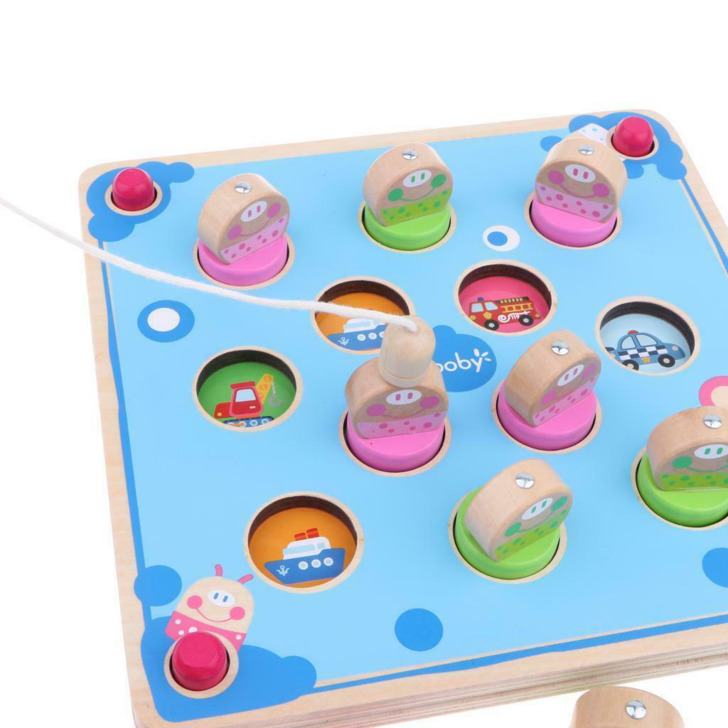 Children Developmental Wooden Fishing Game Fishing Rod Playset Kids Memory