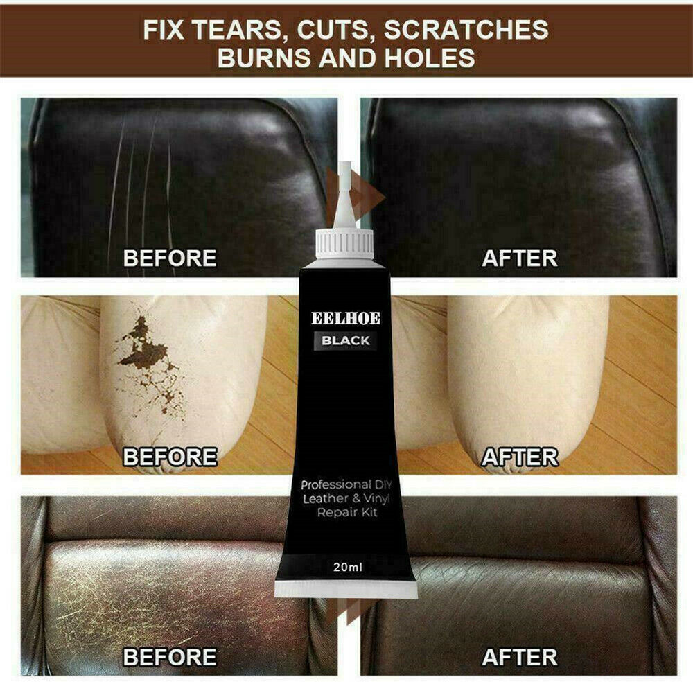 Black Leather Vinyl Repair Kit For Furniture, Couch, Car Seat, Sofa, Jacket 20ml
