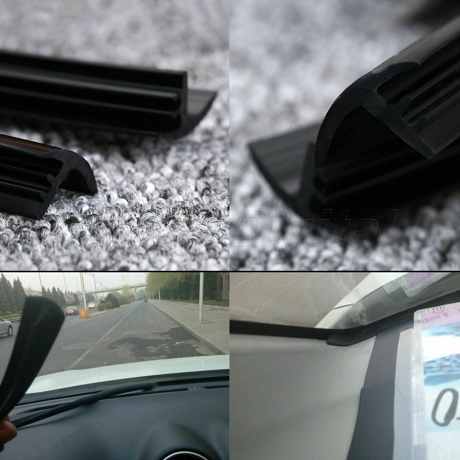 1.6m Car Windshield Dashboard Sealing Strip Soundproof Antidust Seal Trim Rubber