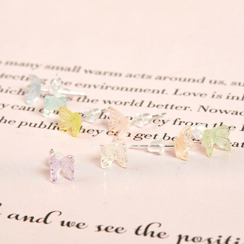 8cps Little Butterfly Stud Tragus Earring For Women Acrylic Rainbow   Earrin Qx