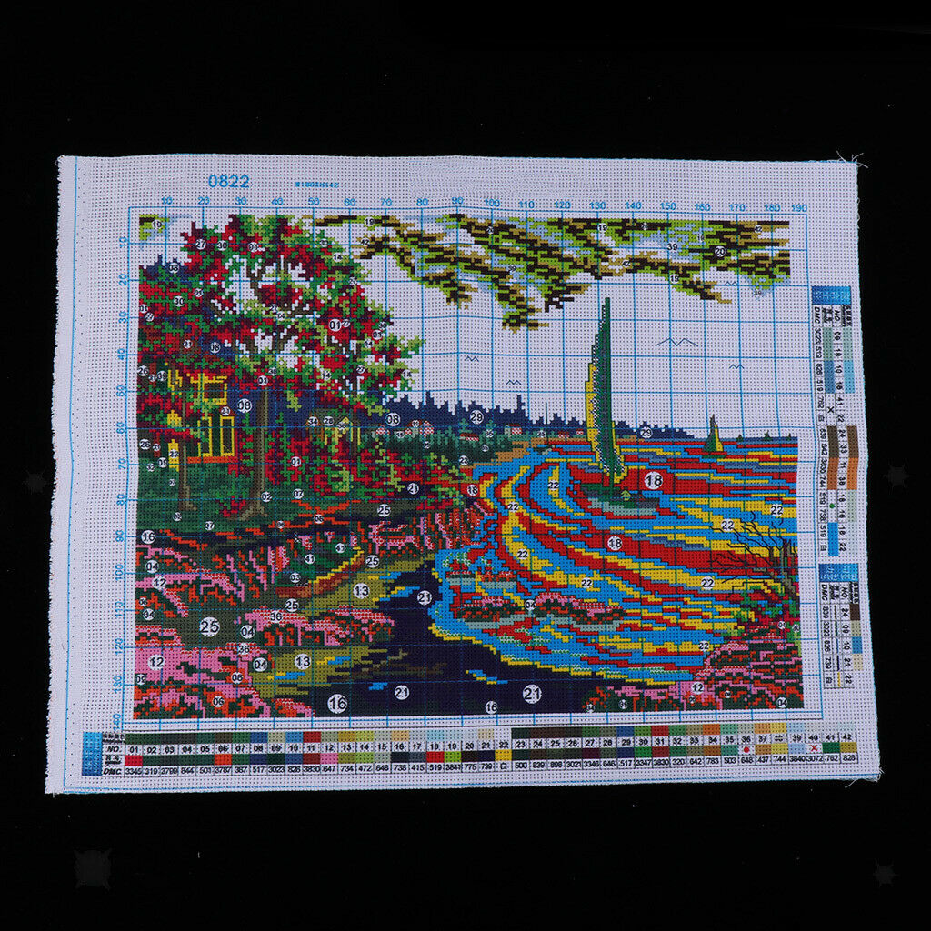 Prettyia Stamped Cross Stitch Kit 11CT Pre-Printed Seaside Landscape Pattern