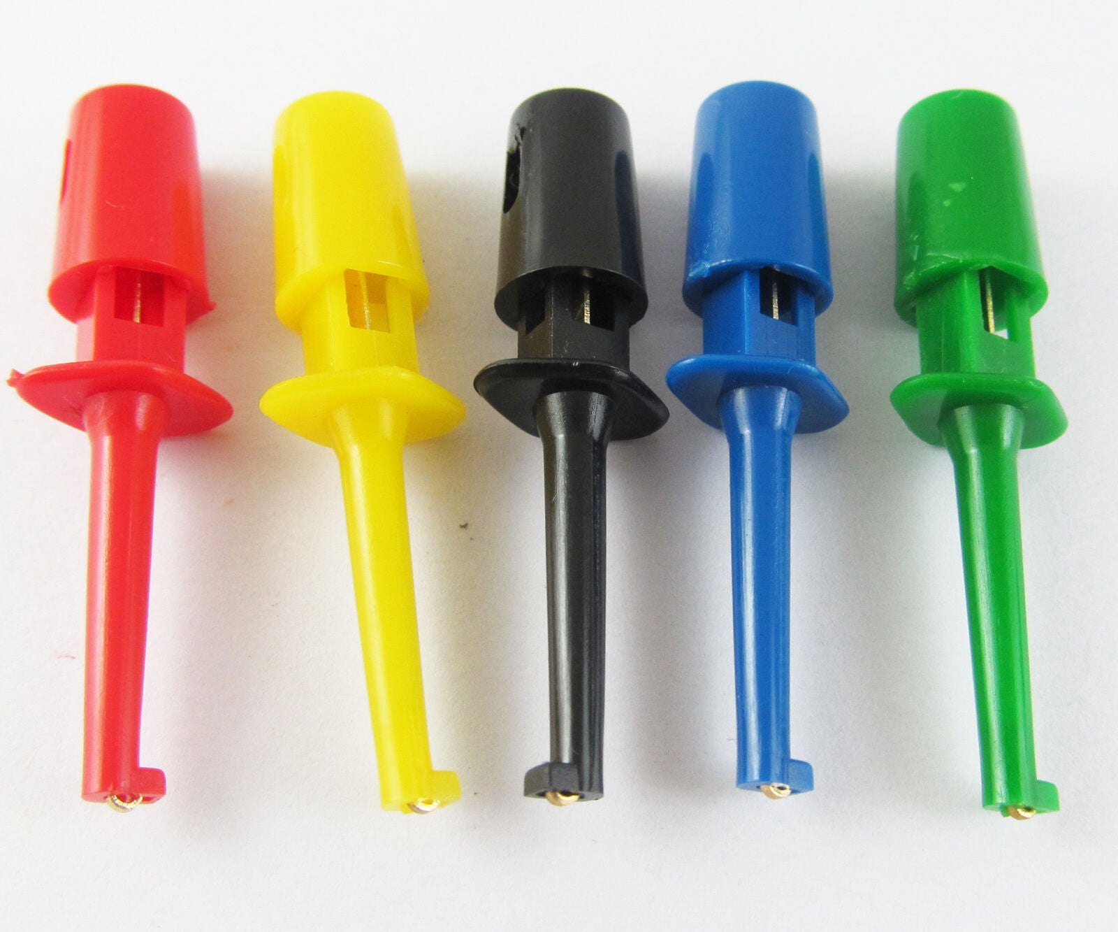 50 pcs 5 colors Grabbers Test Probes Single Hook Clip Round Small Size 43mm