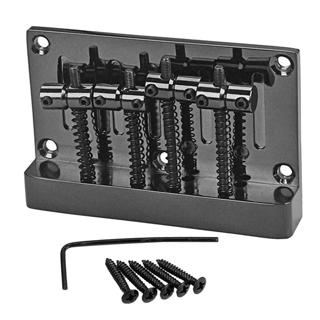 Black Four String electric Bass Bridge with 4 mounting Screws 1 Hex wrench