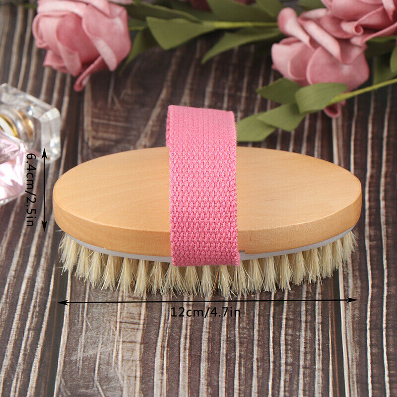 Natural Bristle Shower Body Brush Spa Bath Back Wooden Scrubber without H.l8