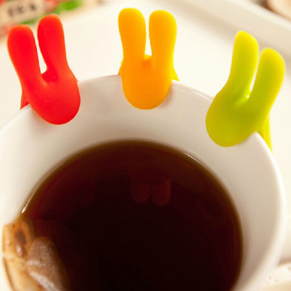 1X Silicone Gel Rabbit Shape Tea Bag Infuser Holder Random Colors Mug Gif.l8