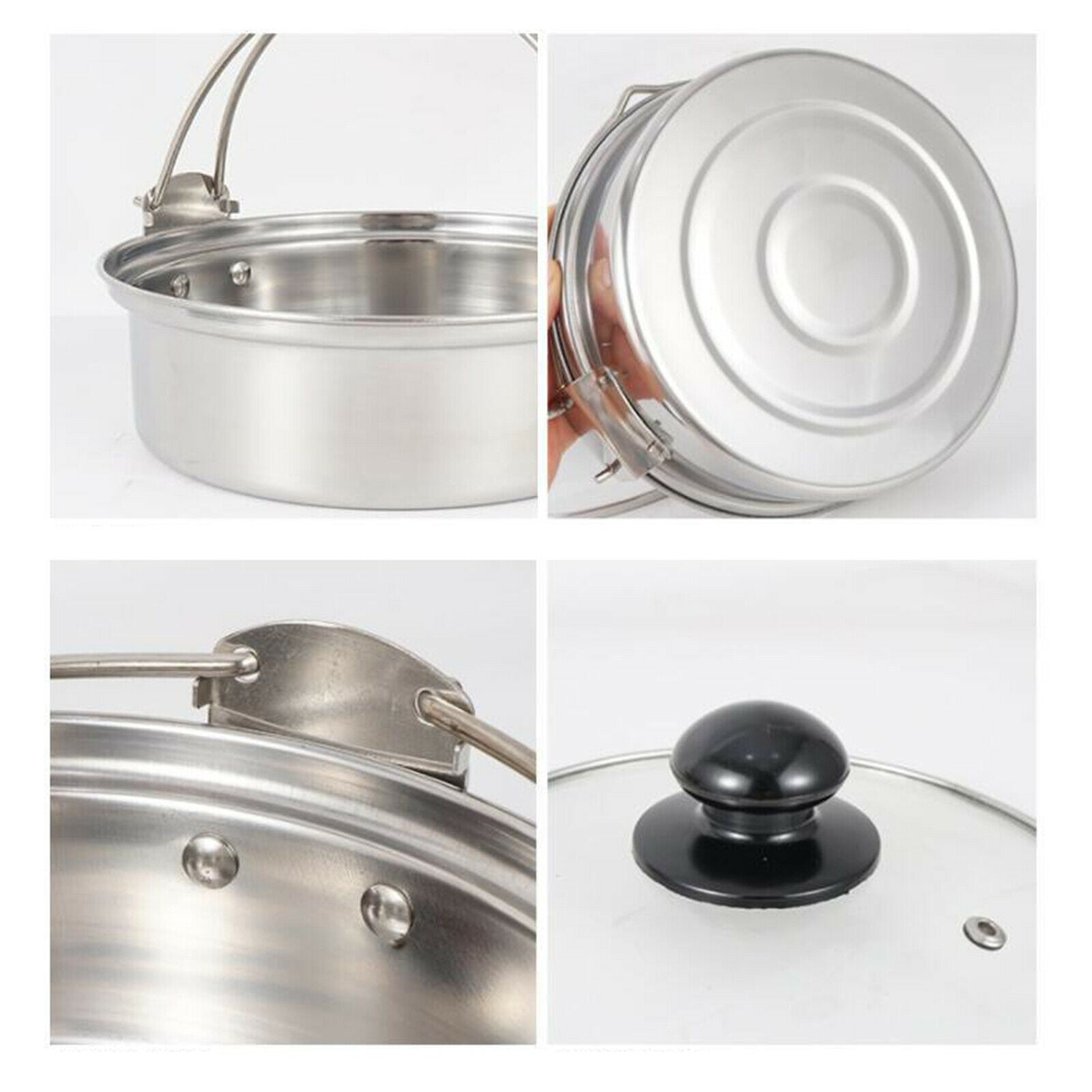 Stainless Steel Sauce Pan Stock Pot With Glass Lid Korean Noodle Pot Camping