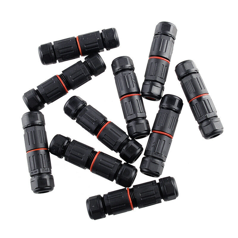 10x 3 Pin Waterproof IP68 Junction Box Connector Electric Cable Wire Plug New