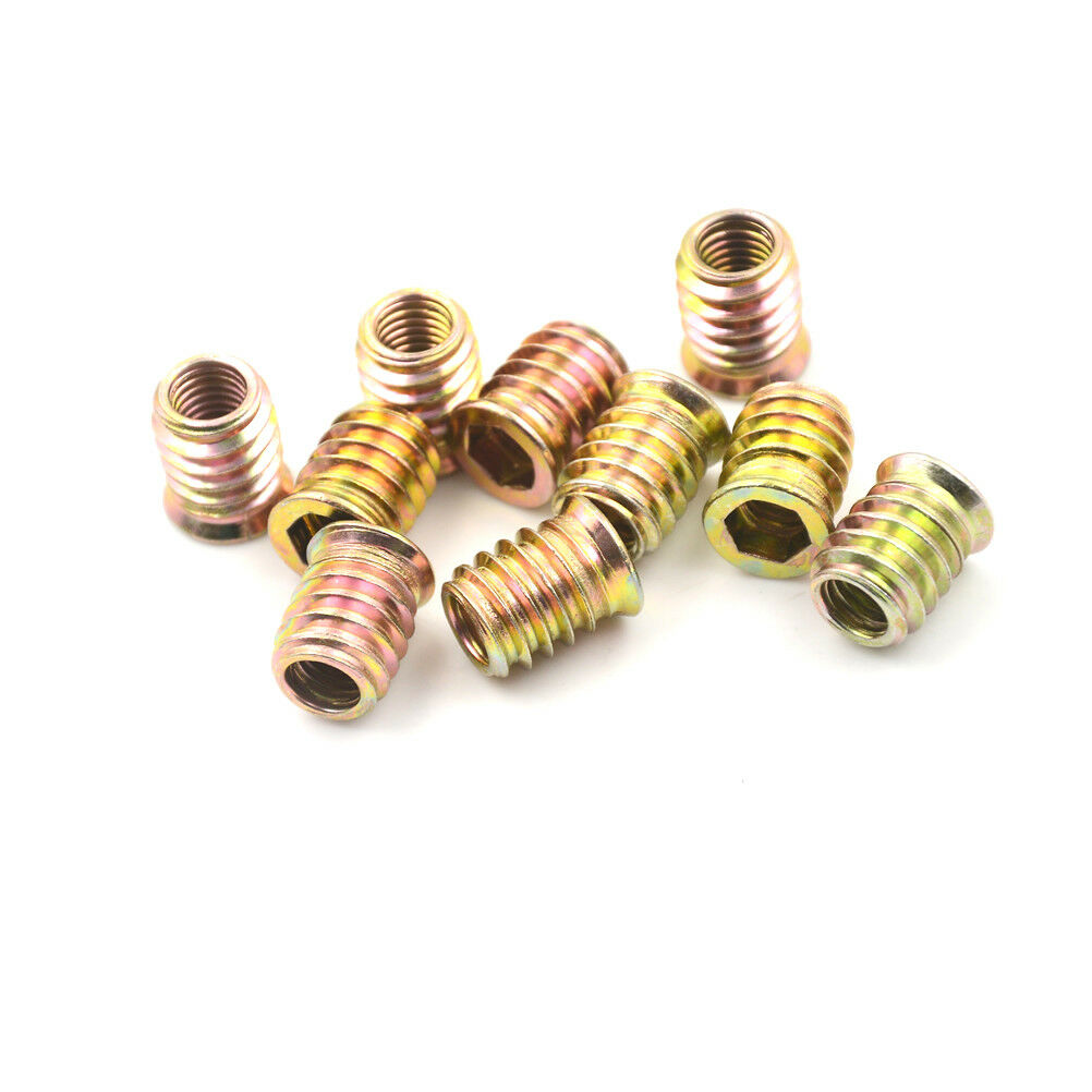 10Pcs Brass M8 E-Nut Wood Insert Interface Screws Hex Socket Nut Fittin.l8