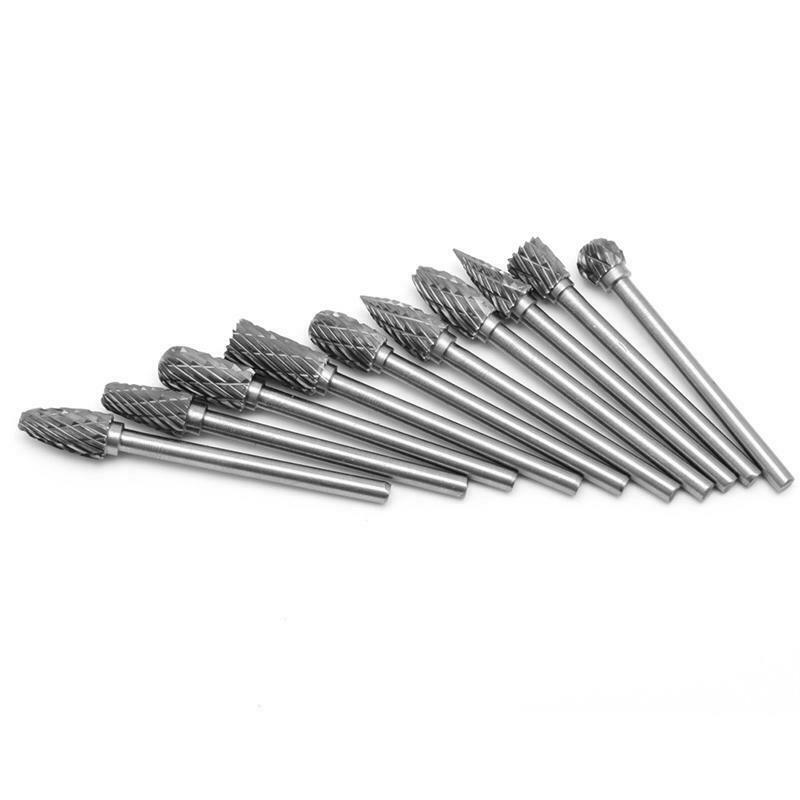 New 10Pc 1/8" 6mm Tungsten Carbide Cutter Rotary Burr Set CNC Engraving Bit Tool