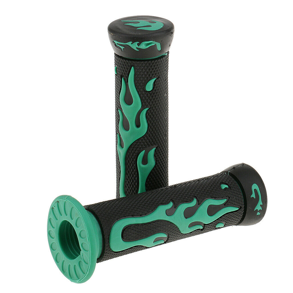 2 Pairs Blue+Green 7/8'' 22mm Motorcycle Scooter Handlebar Hand Grips