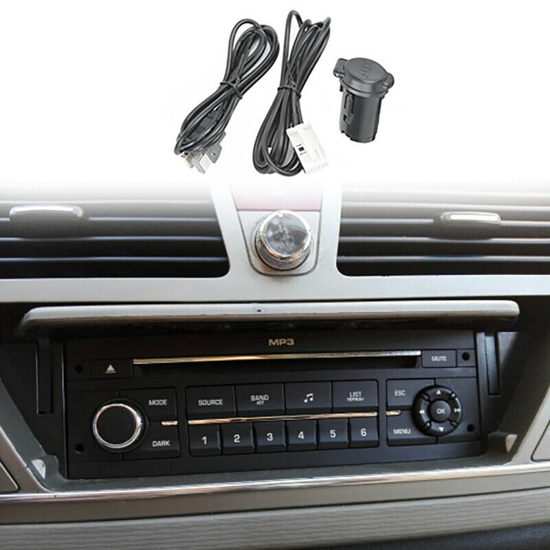 Car Stereo Male USB AUX Cable Set for Peugeot 206 207 307 308 407 408 508 60Z7R9