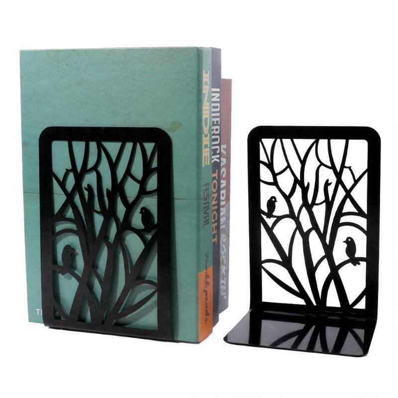 2 Pcs Decorative Bookends File Holder Creative Hollow-out Book Magazine Stands