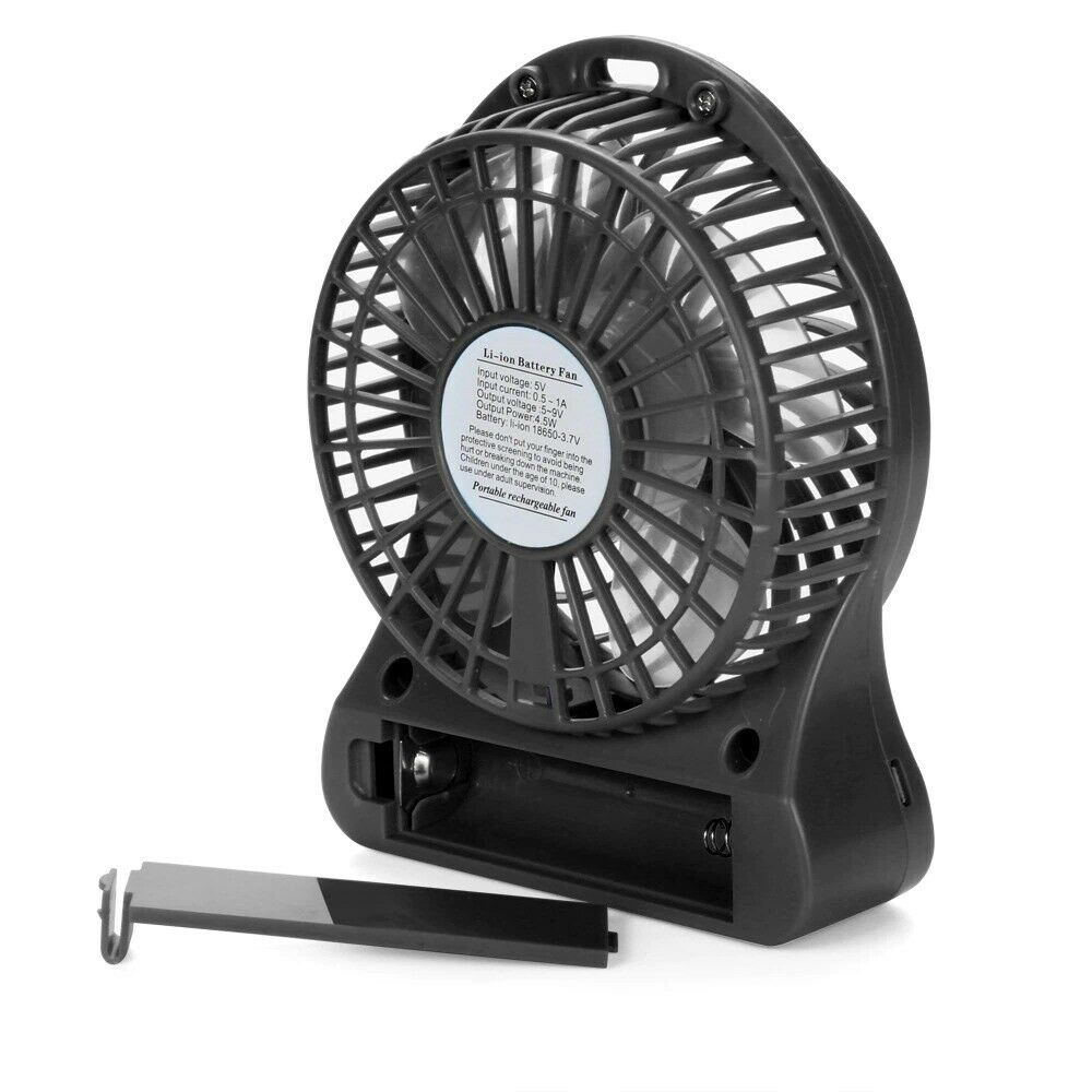 Portable Rechargeable LED Light Air Cooler USB 18650 Battery Handheld Mini Fan