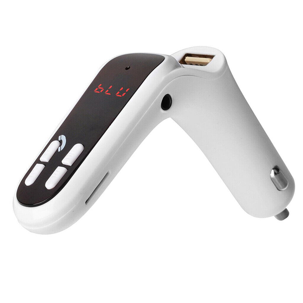 Wireless Bluetooth Car Kit FM Transmitter MP3 Player with USB Charger White