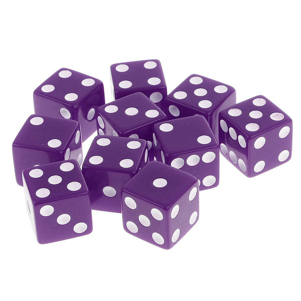 10 Piece Six Sided D6 Dice Set for D&D Table Games High Quality Dark Purple