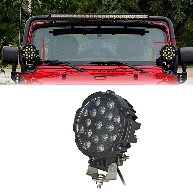 1x 7" 51W Round Off Road Led Spot Work Light For Jeep Truck Bumper Driving Black