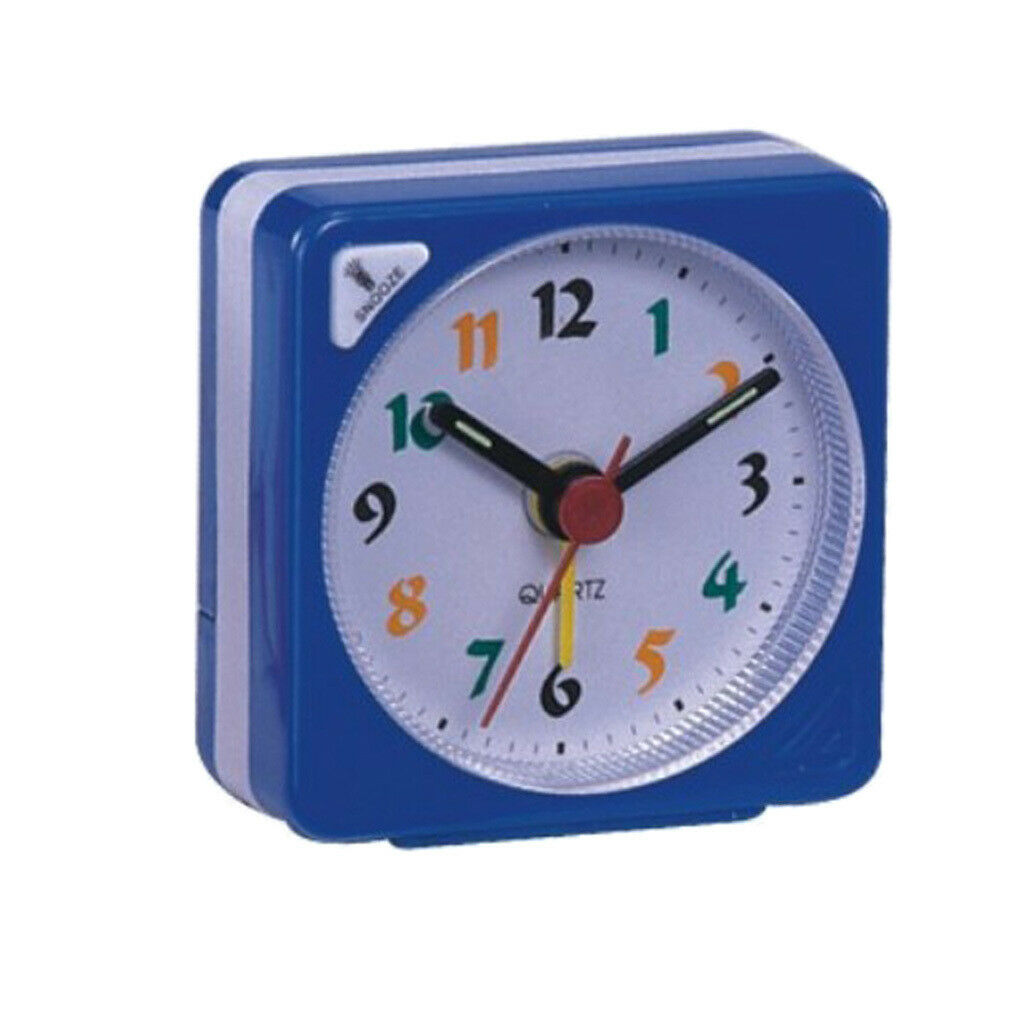 2pcs  Travel Clock Gradient Sound Desk Alarm Clock Snooze -Blue