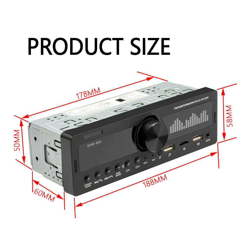 12V Car Radio Stereo USB SD AUX FM Radio with Remote Controller MP3 Audio Player