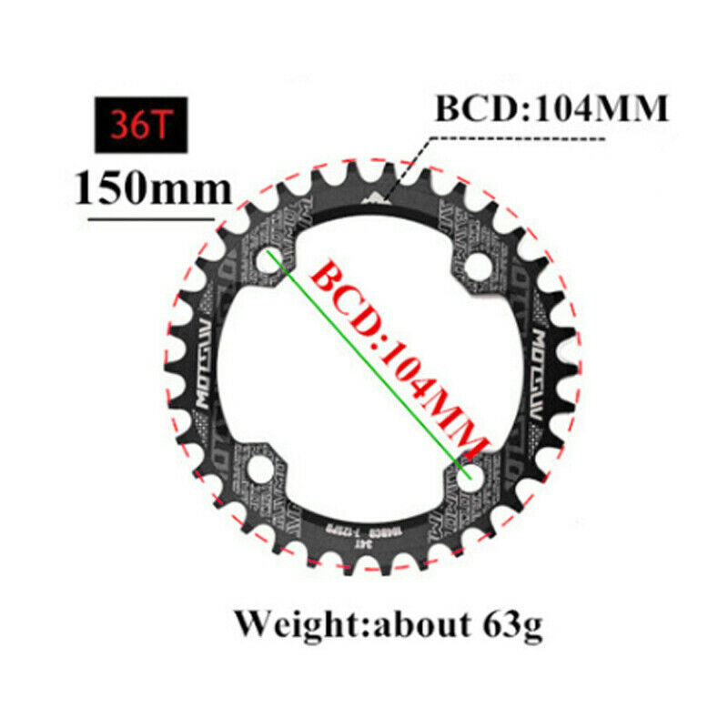 36T Aluminum Mountain Bike Narrow Wide Crank Chainring MTB Road Bike Chainwheel