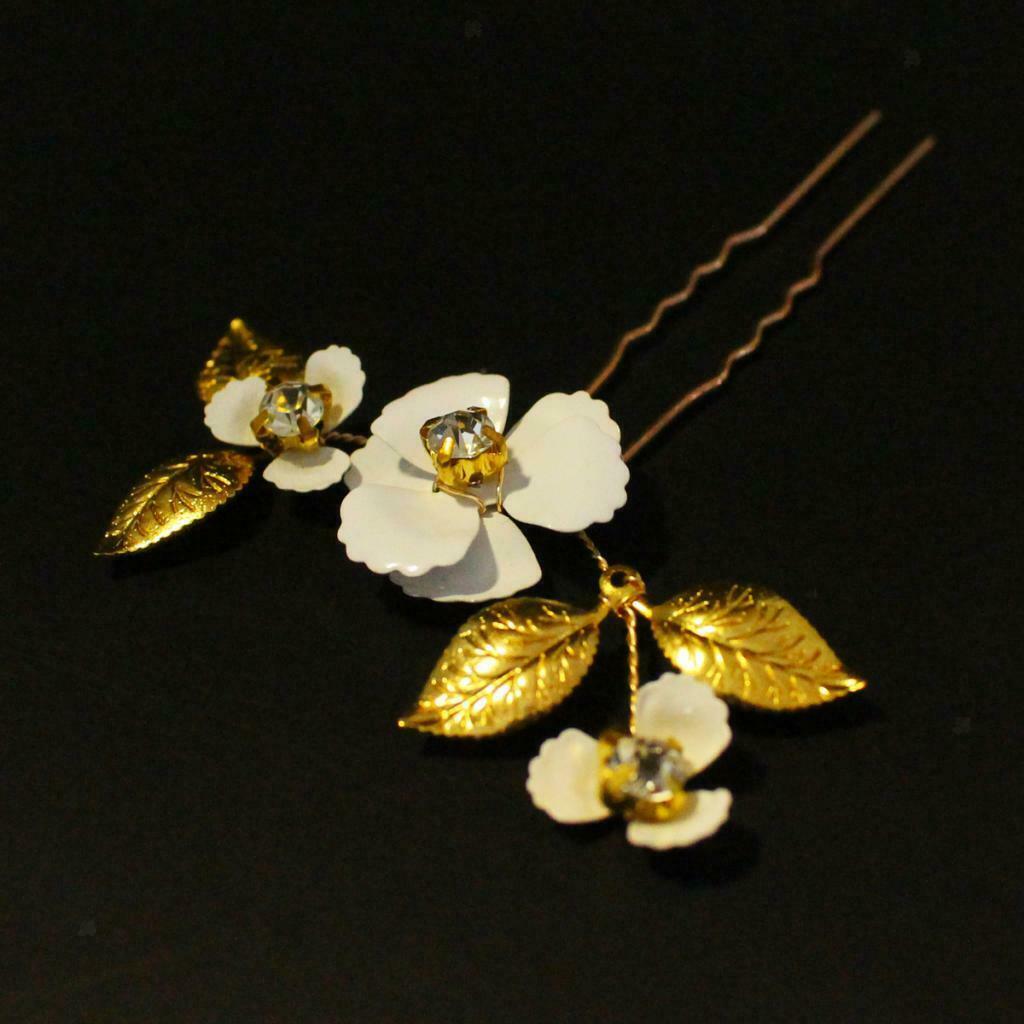 Foral Bridal Hair Clip With Imitation Pearls U Shape Jewelry For Wedding Party