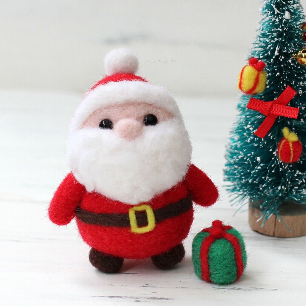 Wool Felting Craft Needle Felt Santa Claus Kit Set for Kids Children