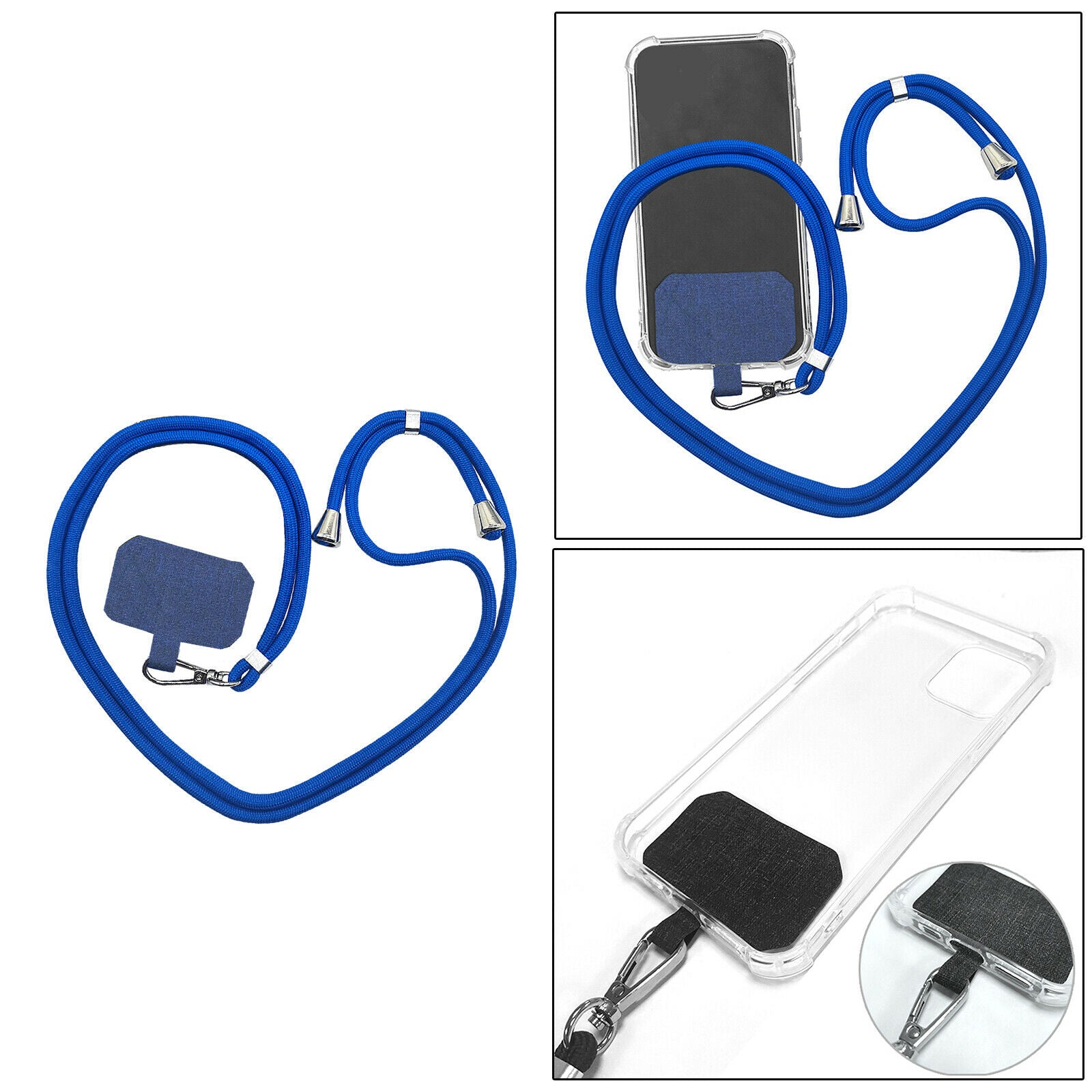 Detachable Adjustable Mobile Phone Lanyard Neck Strap Blue