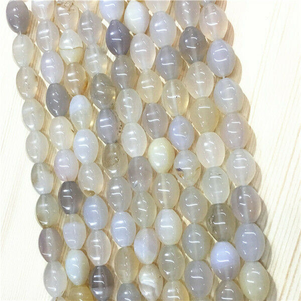 1 Strand 14x10mm Natural White Agate Facet Hexagon Olive Loose Beads 15.5" HH664