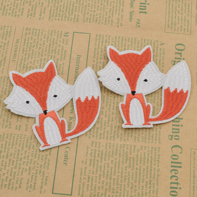 2 Pcs Lovely Fox Embroidered Iron On Patch Handcraft Clothes Sewing Accessories
