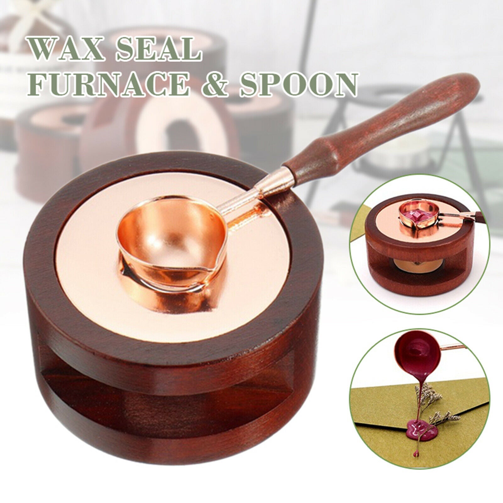 Retro Sealing Stamp Wax Seal Stamp Warmer Stove Melting Spoon Kits Tool