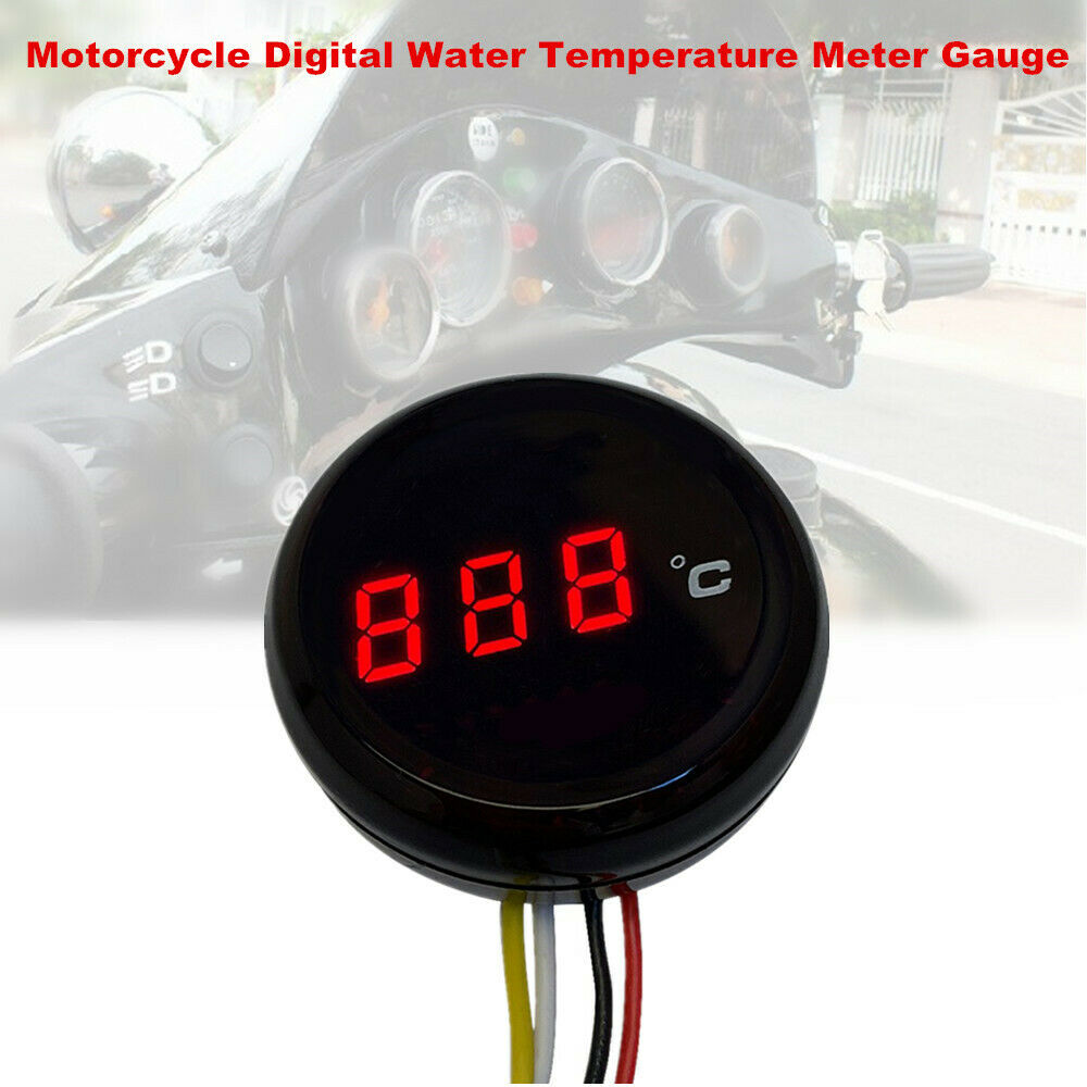 Motorcycle Digital Thermometer Water Temperature Meter Gauge with Sensor Cable