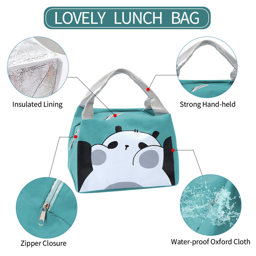 Panda Lunch Tote Bag Insulated Lunch Carrying Handbag Storage Box with key Ring