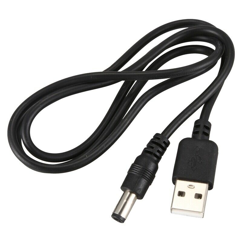 USB Cable 5.5mm / 2.1mm 5V DC Barrel Jack Power Cable (Black, 75cm) F6P5