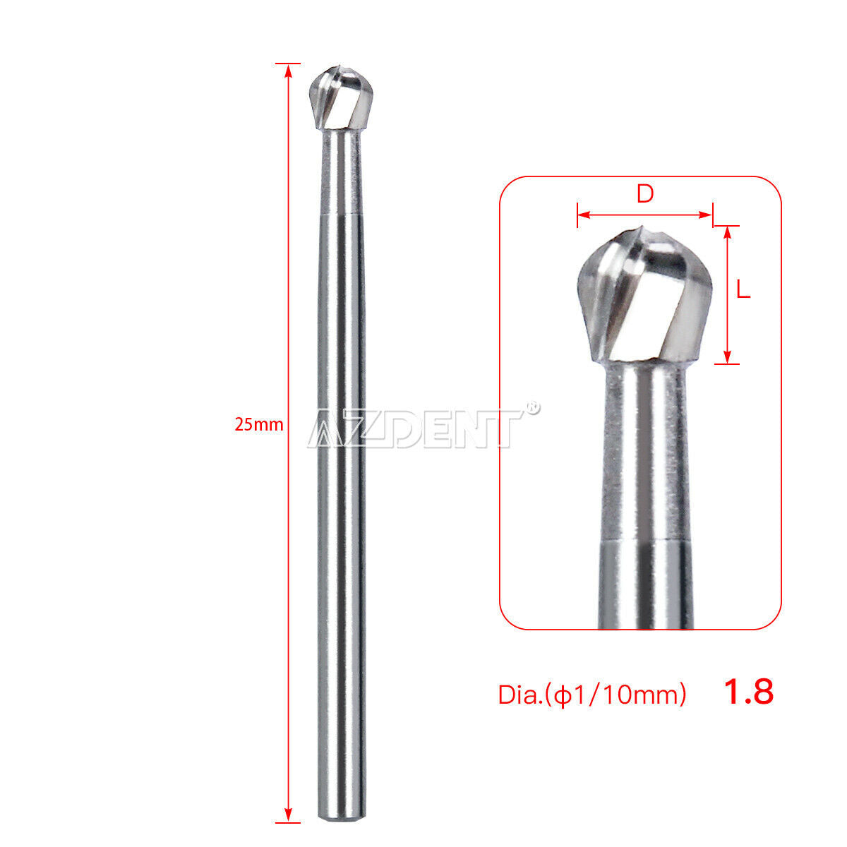 5 Kits Dental Surgical Tungsten Carbide Bur Round Shape 25mm FGXL 8# High Speed
