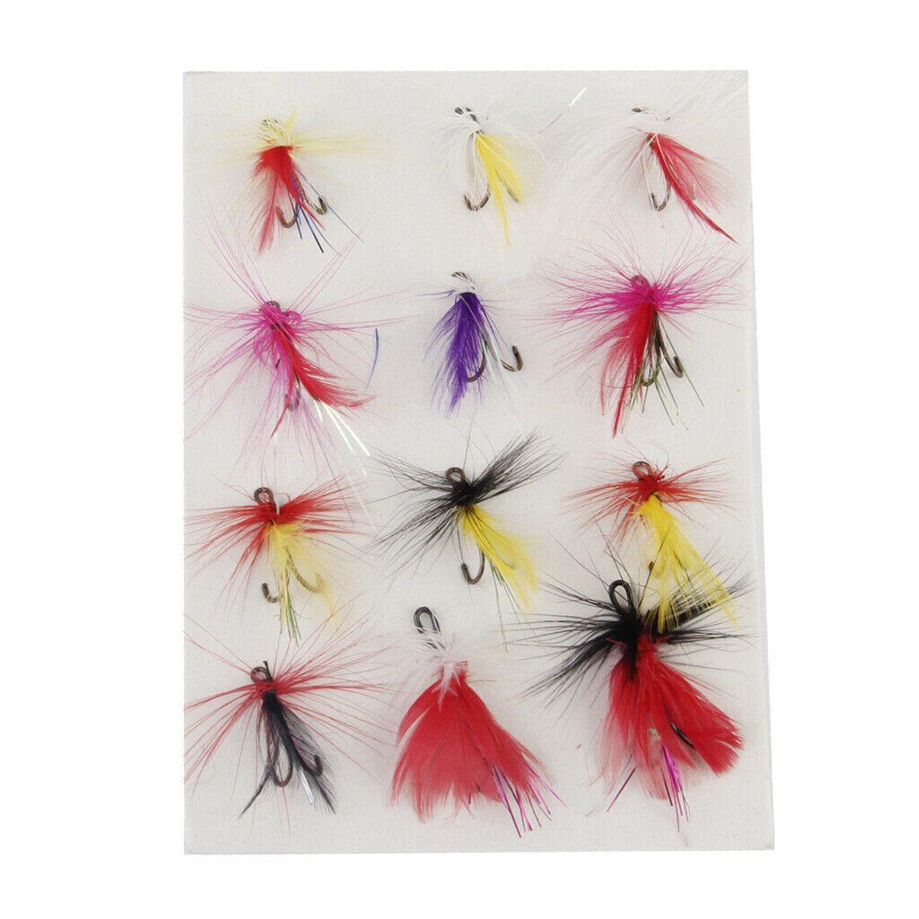 12pcs Lures with Feathers Double Fish Hooks Crank Bait Minnow Popper