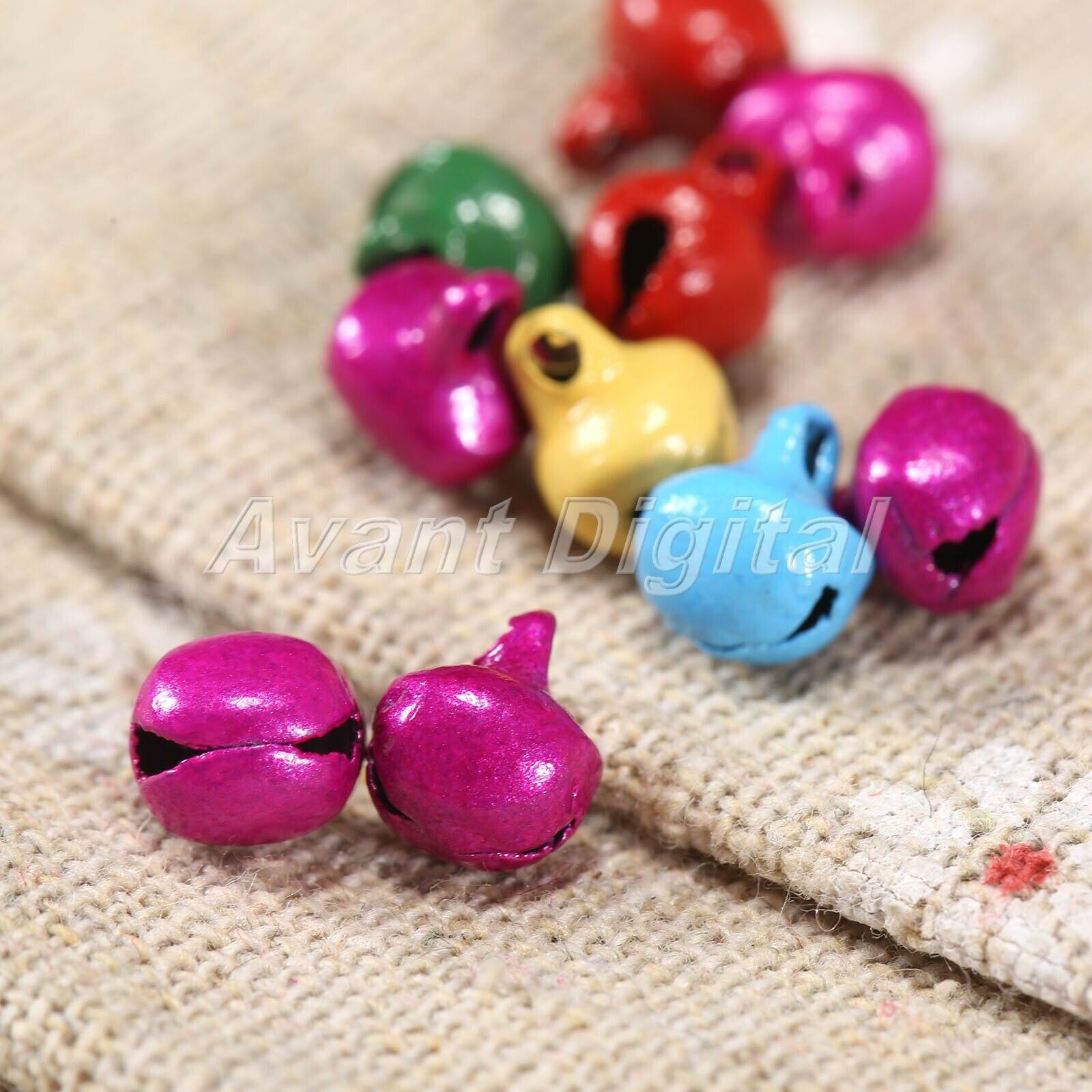100 pcs Xmas Colorful Iron Beads Christmas Jingle Bells DIY Craft Jewelry 8x6 mm