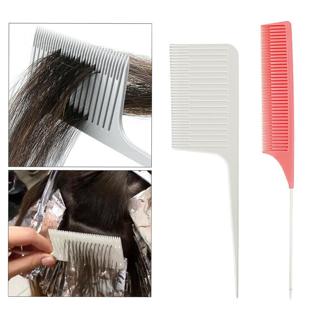 2 Pieces Pro ABS Plastic Fine Weaving Highlighting Foiling Hair Comb Tool