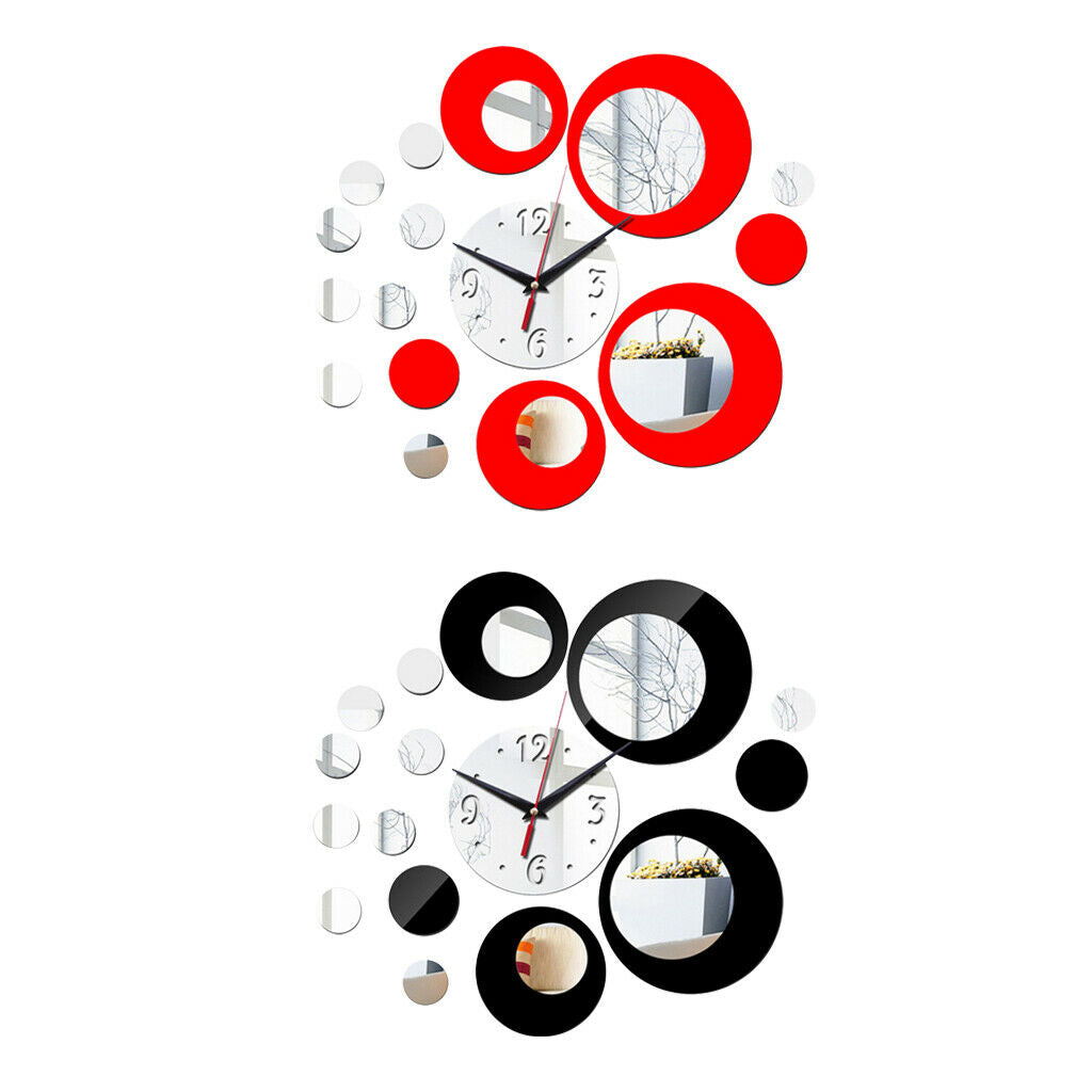 DIY Quartz Wall Clock Acrylic Mirror Clocks Living Room Decor Black