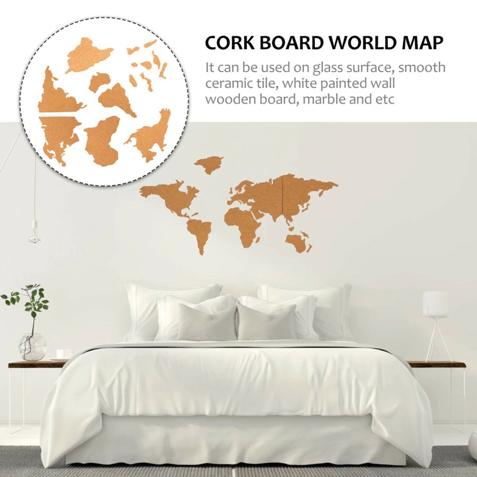 Classic Wooden Cork World Map World Wall Map Cork with 10pcs Pins Home Decor