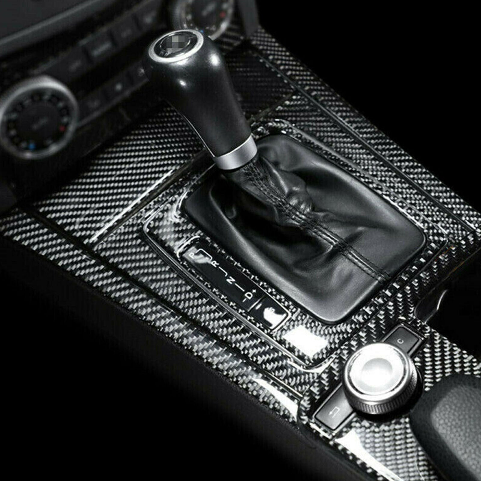 1 Set Carbon Fiber Gear Shift Panel Cover Trim For Mercedes Benz W204 2007-2013
