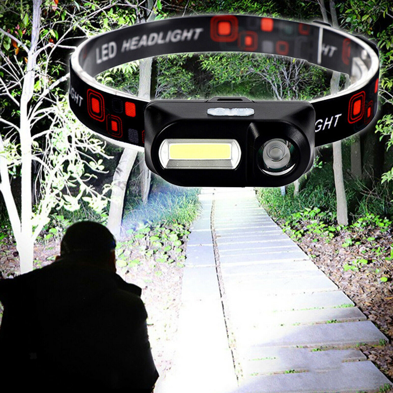 LED Outdoor Headlight USB Outage Head Torch Head Light Emergency Headlamp