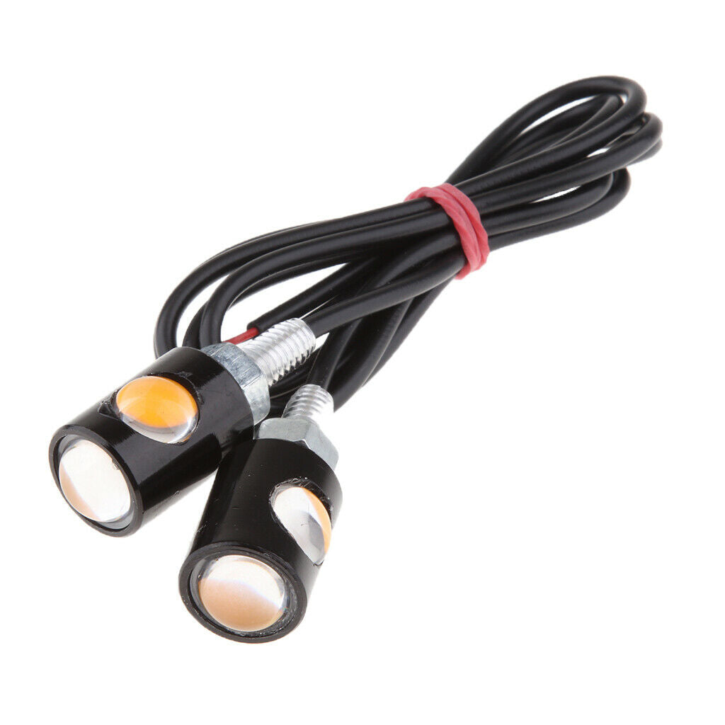 2XAmber LED SMD License Plate Stud Screw  Light, 12V For Moto Car