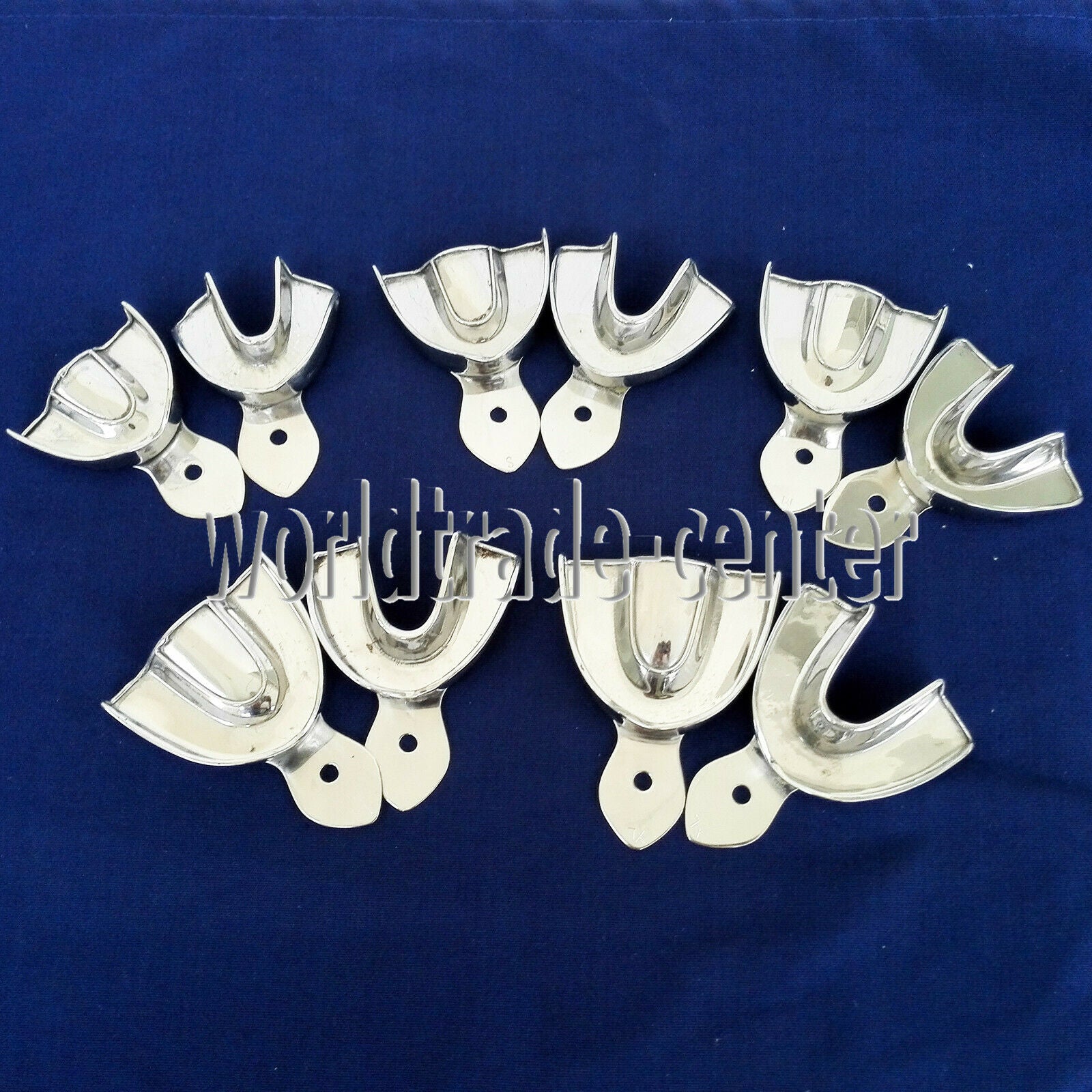 HOT 10PCS DENTAL STAINLESS STEEL NON-PERFORATED IMPRESSION TRAYS AUTOCLAVABLE