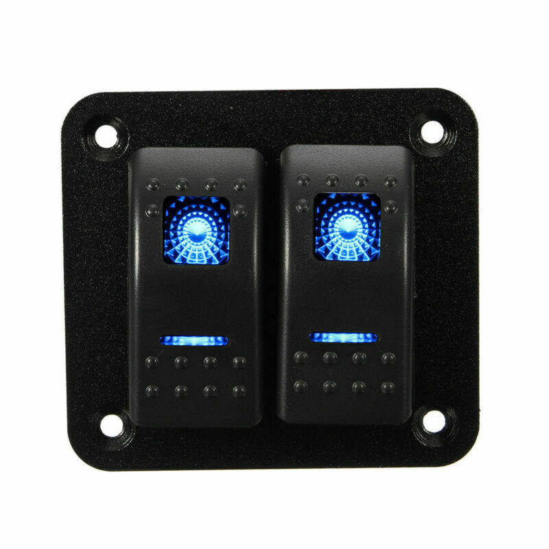 12/24V 2 Gang Dual LEDs Car Caravan Marine Boat Rv Rocker Switch Panel Universal