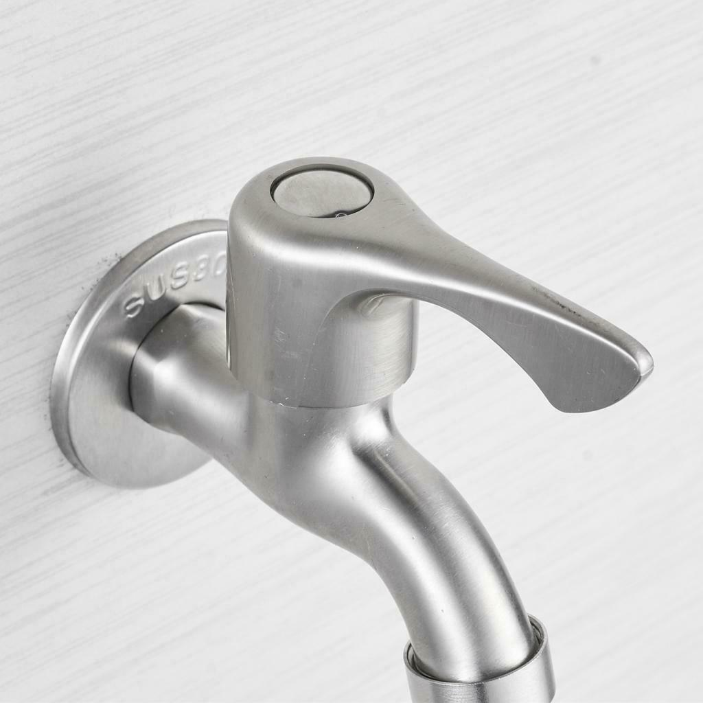 Washing Machine Faucet Cold Water Wall Tap 304 Stainless Steel Single Handle