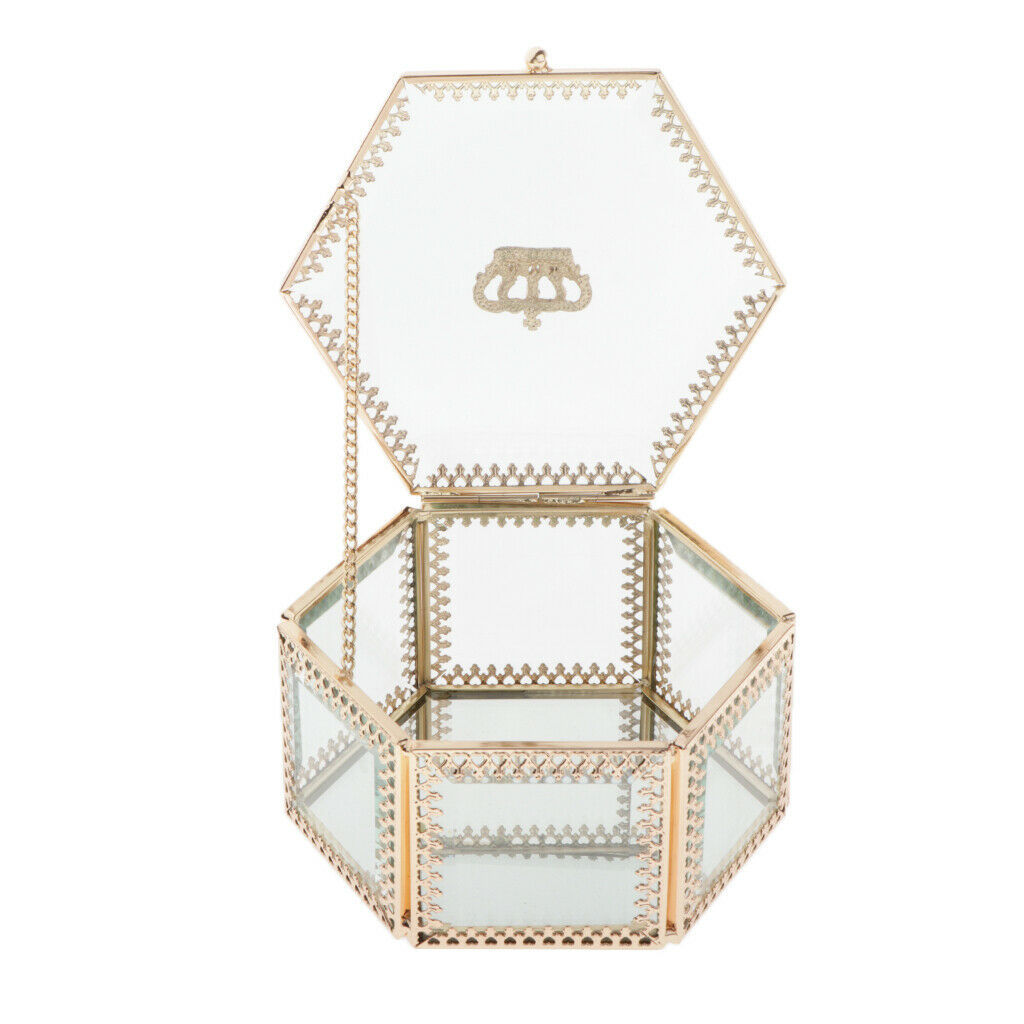 Crown Glass Jewelry Make-up Organizer Box Geometric Terrarium Plants Holder